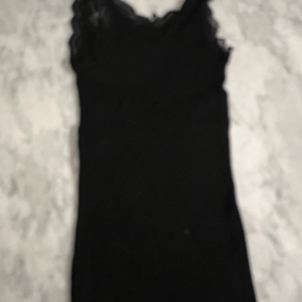 EUC Caslon 100% cotton rib knit tank lace trim tank top lettuce edge hem sz S - Picture 7 of 9